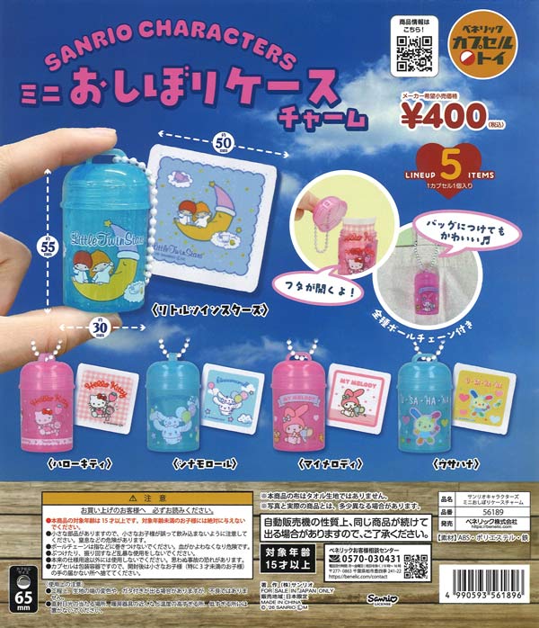 [In Stock Pre-Order] Sanrio Characters Mini Wet Towel Case Charm (30 pieces)